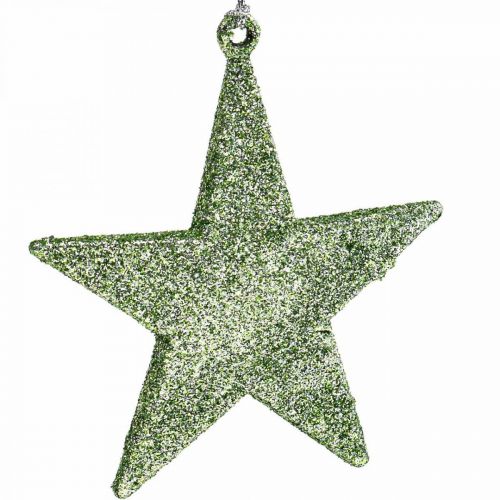 Floristik24 Christmas decoration star pendant mint glitter 10cm 12pcs