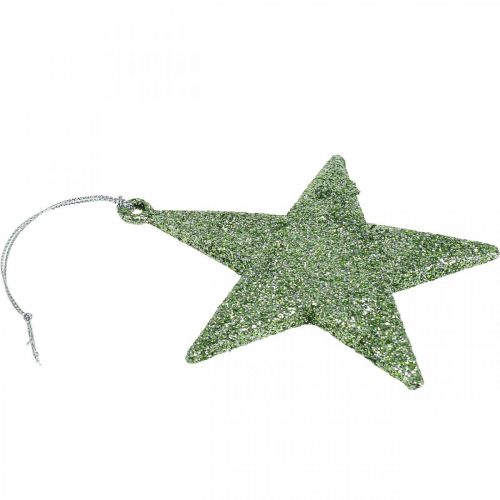 Floristik24 Christmas decoration star pendant mint glitter 10cm 12pcs