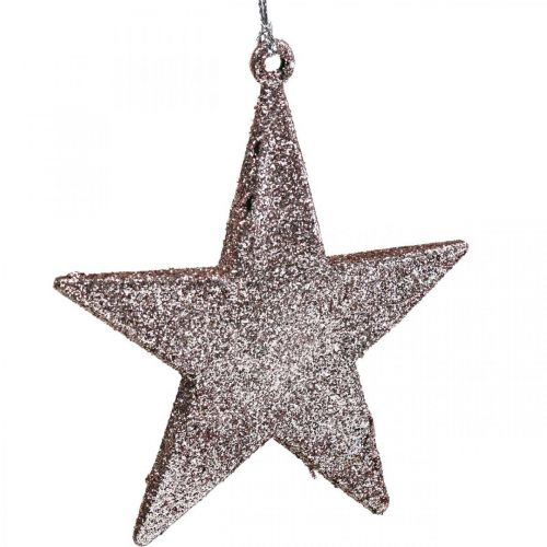 Floristik24 Christmas decoration star pendant pink glitter 10cm 12pcs