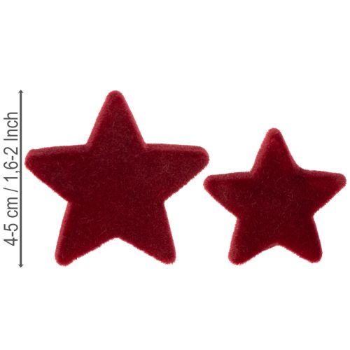 Christmas decorations, stars, Bordeaux flocked, table decoration, 4-5cm, 40 pieces | Floristik24.ie