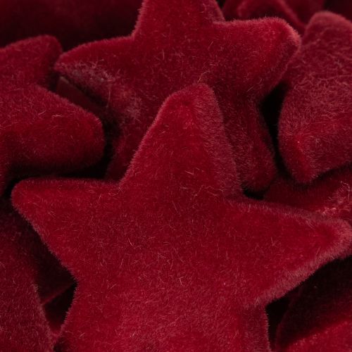 Christmas decorations, stars, Bordeaux flocked, table decoration, 4-5cm, 40 pieces | Floristik24.ie