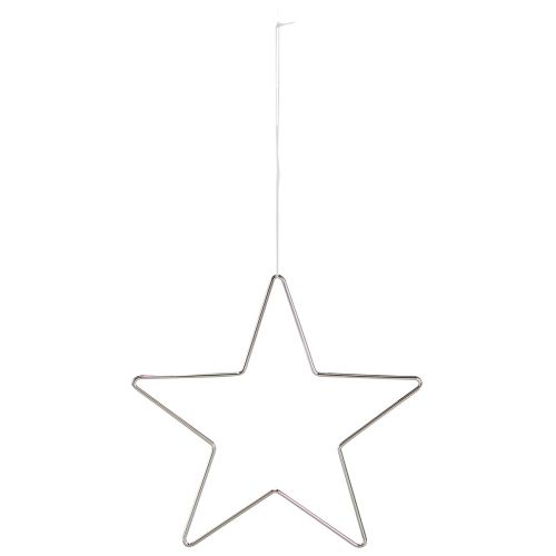 Product Christmas decorations, hanging stars, silver, 20cm, metal, set of 6, Christmas tree ornaments
