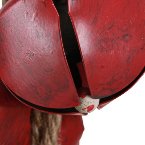 Product Christmas hanging decoration, red bells with bow, 51cm, festive hanging decoration, Christmas ornament, door wreath