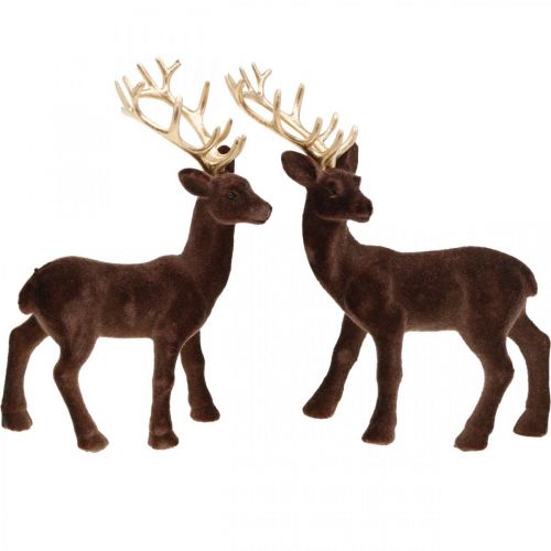 Product Christmas decoration deer to place brown, gold 20cm 2pcs