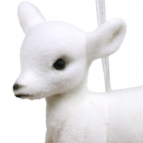 Product Christmas Decoration Reindeer Flocked for Hanging White Black 2 Pcs