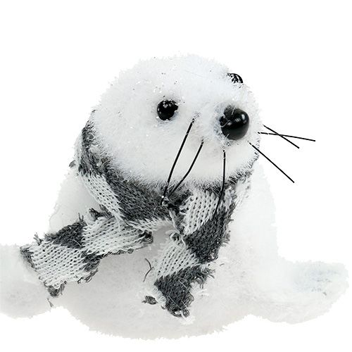 Floristik24 Christmas decoration seal flocked white 15cm 2pcs