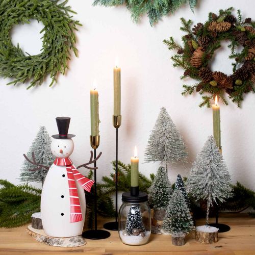 Product Christmas decoration, snowman with scarf, metal decoration for winter H33cm