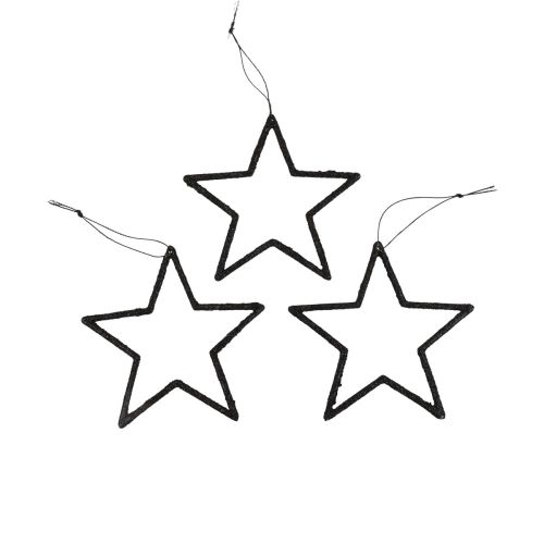 Product Christmas decoration star pendant black glitter 12cm 12pcs
