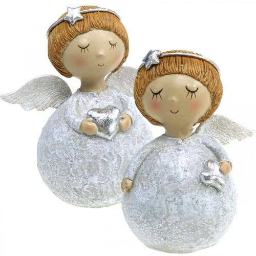 Floristik24 Christmas angel angel figure with star / heart H11cm 2pcs