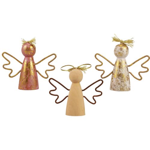 Product Christmas Angel Wooden Decoration Gold Decoration Hanger 9×3×7.5cm 6 pcs