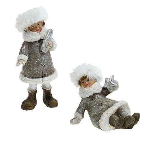 Christmas figure grey-white 13cm 2pcs
