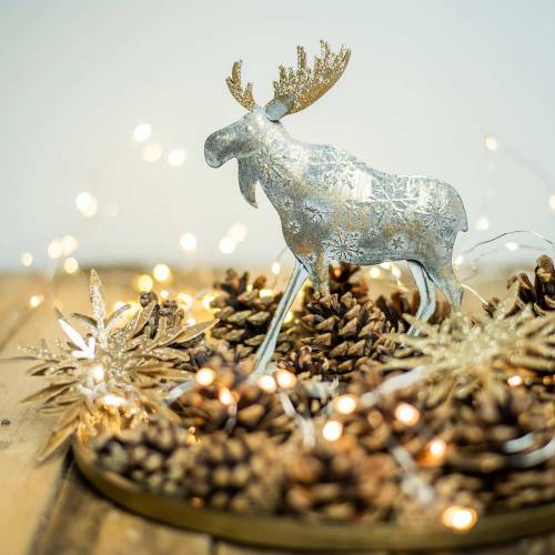 Floristik24 Christmas figure elk golden antique look metal 21 × 14.5cm