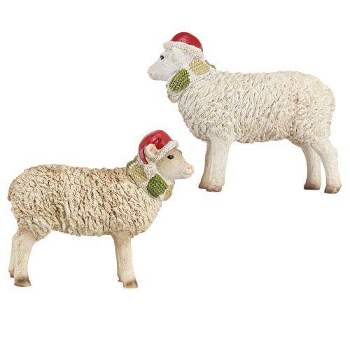 Product Christmas figures sheep with hat and scarf L16cm 2 pcs