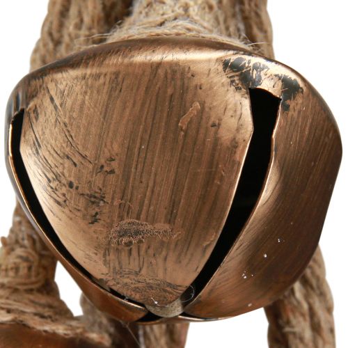 Product Large gold Christmas bells with bow and fir branches, festive door and room decoration, 51cm