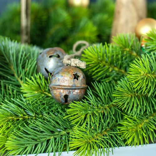 Product Christmas bells, bells with stars, advent decoration metal antique look H5.5cm Ø5cm 4pcs