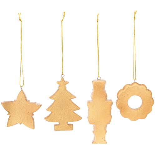 Christmas ornaments, gingerbread, icing look, nutcracker, star, tree, wreath, 6cm, 4 pieces | Floristik24.ie