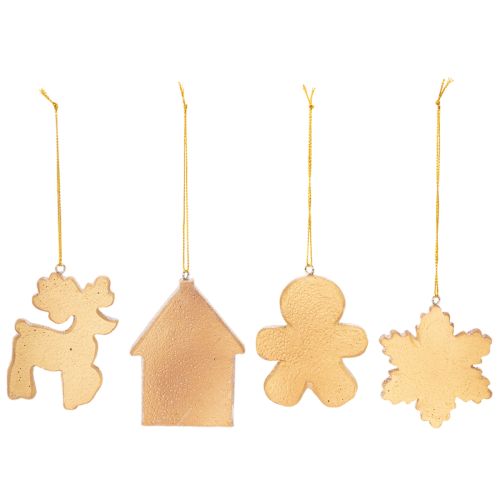 Christmas ornaments, honey cake design, reindeer, gingerbread man, snowflake, 7cm, 4 pieces | Floristik24.ie