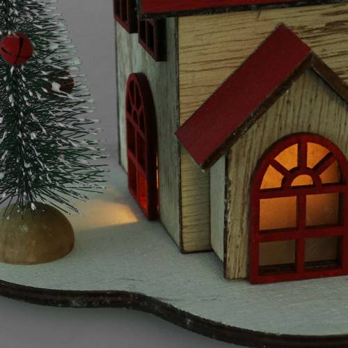 Floristik24 Christmas house with LED lighting natural, red wood 20 × 15 × 15cm