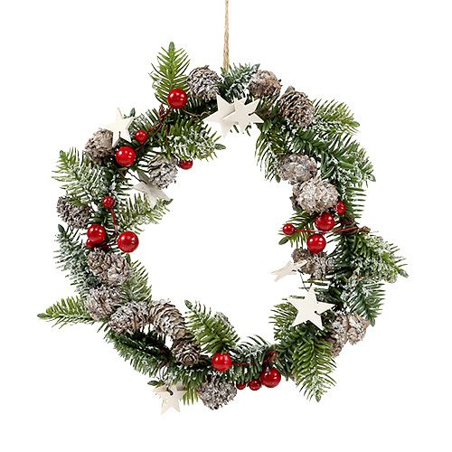 Christmas wreath with cones, berries Ø20cm 2pcs
