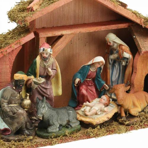 Product Christmas crib with figures Crib Christmas decoration set 40×13×23.5cm