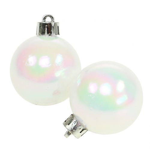 Floristik24 Christmas ball white iridescent small Ø4cm 16 pcs