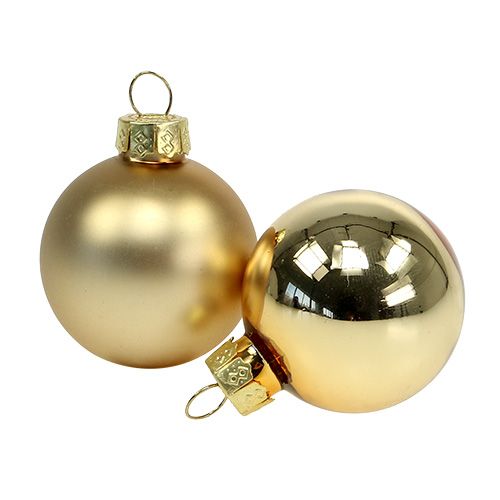 Product Christmas ball 4cm gold shiny/matt glass 24pcs