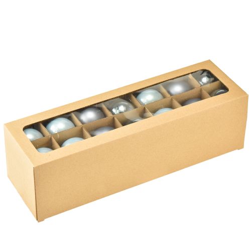 Product Decorative Christmas balls glass blue-grey matt, glossy 5cm 24 pcs