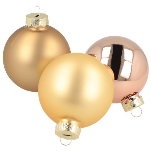 Product Christmas bauble trio gold &amp; rose – elegant set of 3 with shine and style 5cm 24pcs