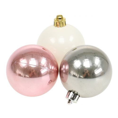 Floristik24 Christmas ball mix pink, grey, white Ø5.5cm 10p
