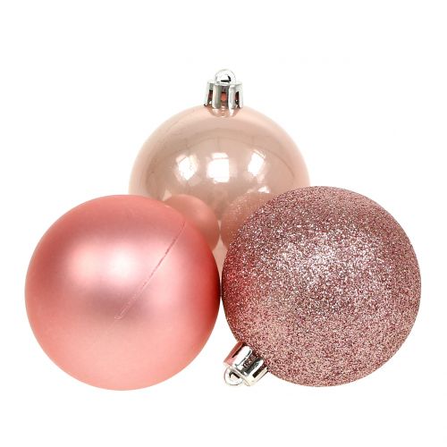 Floristik24 Christmas ball pastel pink mix Ø6cm 10pcs