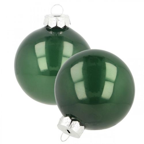 Christmas balls glass Christmas tree balls green matt Ø6cm 24 pieces