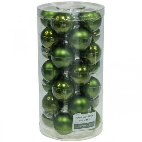 Floristik24 Christmas balls glass green matt/glossy Ø4cm 24 pcs