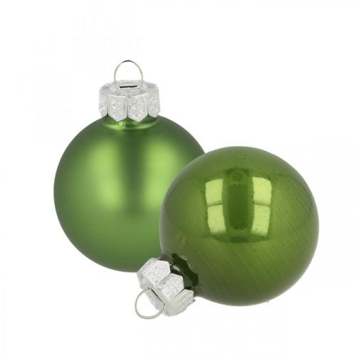Floristik24 Christmas balls glass green matt/glossy Ø4cm 24p