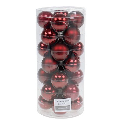 Floristik24 Christmas ball glass Ø4cm Bordeaux Mix 24 pcs