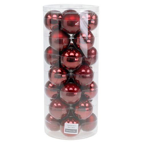 Product Christmas ball glass Ø6cm Bordeaux 24 pcs
