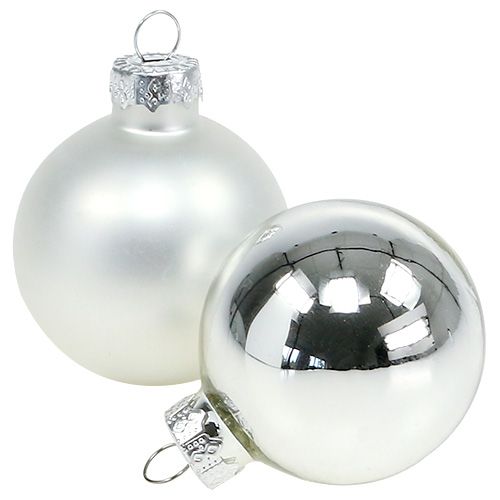 Floristik24 Christmas ball glass Ø6cm silver mix 24pcs