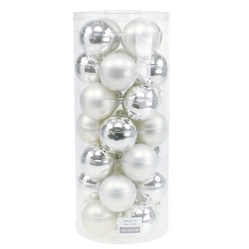 Product Christmas ball glass Ø6cm silver mix 24 pcs