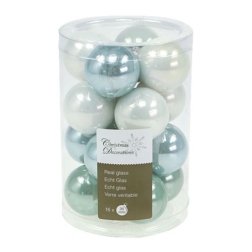Floristik24 Christmas ball glass Ø3.5cm mint assorted 16 pcs