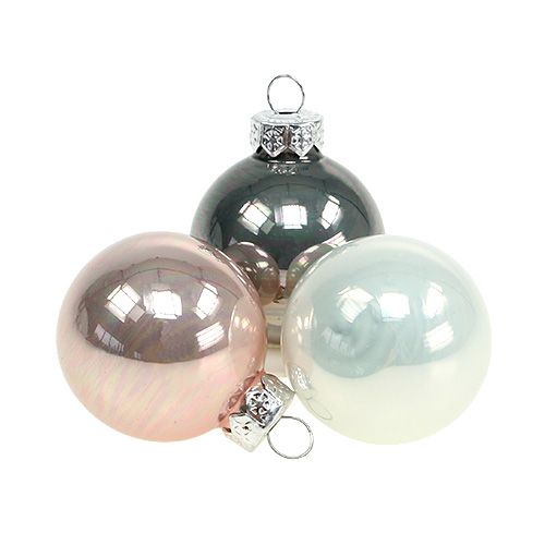 Floristik24 Christmas ball glass Ø3.5cm pink, grey, cream 16 pcs