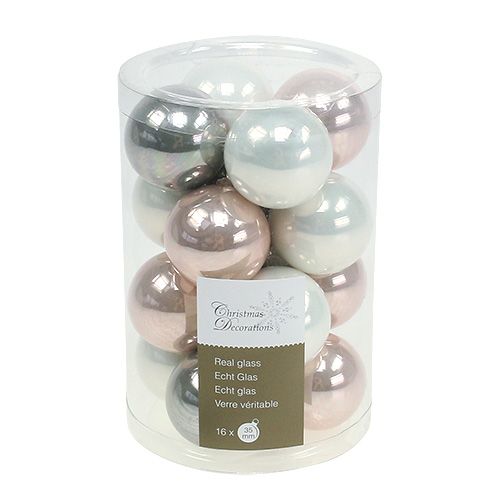 Floristik24 Christmas ball glass Ø3.5cm pink, grey, cream 16 pcs