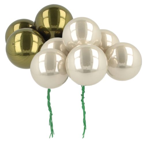 Floristik24 Christmas bauble glass mirror berries olive silver Ø40mm 32 pcs