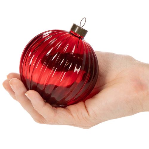 Christmas baubles, glass, red, 8cm, 12 pieces | Floristik24.ie
