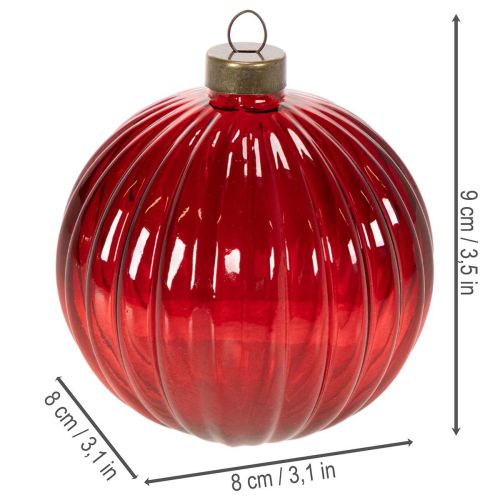 Christmas baubles, glass, red, 8cm, 12 pieces | Floristik24.ie