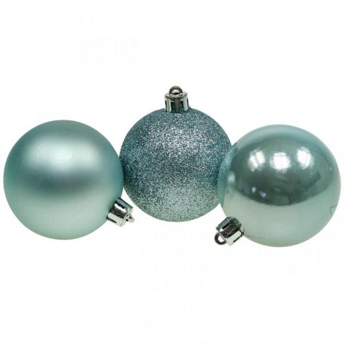 Product Christmas balls plastic light blue mix Ø6cm 10p