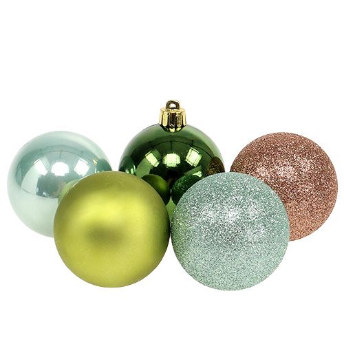 Floristik24 Christmas ball plastic Ø6cm green ass. 30pcs