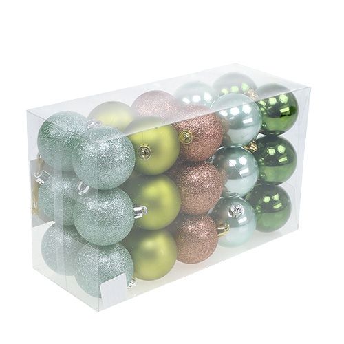Floristik24 Christmas ball plastic Ø6cm green ass. 30pcs