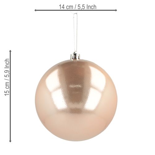 Product Christmas Tree Bauble Rose gold Shatter-proof plastic Ø14cm