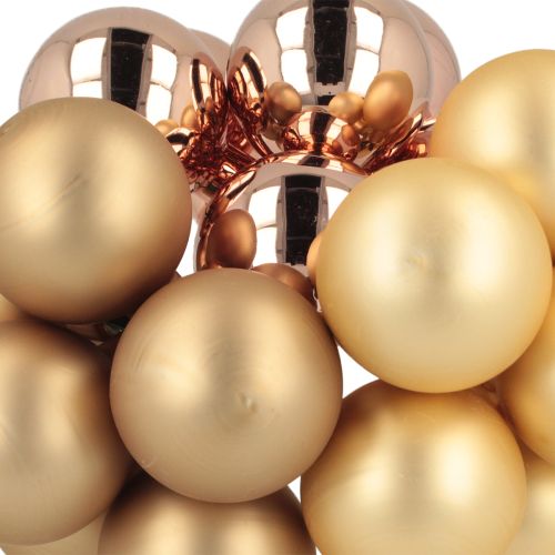 Product Christmas bauble rose gold glass mirror berries Ø40mm 32 pcs