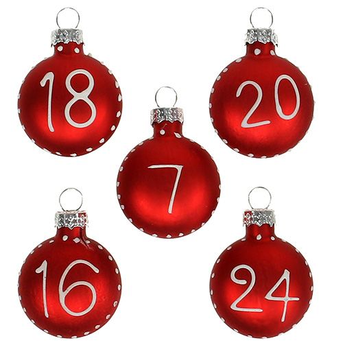 Floristik24 Christmas ball Ø3.5cm with numbers red 24 pcs