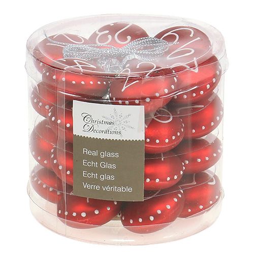 Floristik24 Christmas ball Ø3.5cm with numbers red 24 pcs